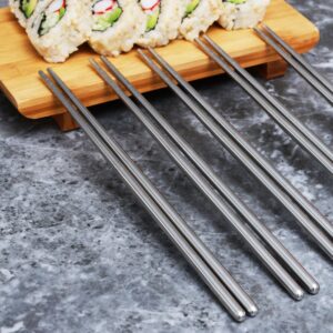 Joyce Chen Reusable Stainless Steel Metal Chopsticks Set, 5 Pair Set