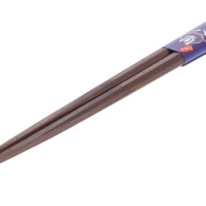 Ishida Chopsticks, Made in Japan, Octagonal Line, Wood, Natural Wood, Lacquer, Tip Angle, 9.1 inches (23 cm), Black