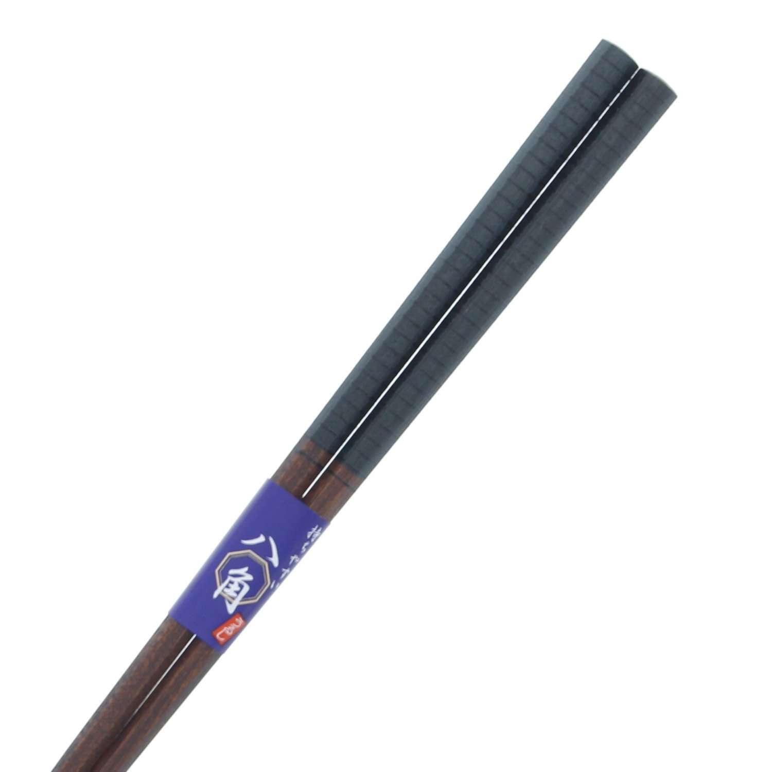 Ishida Chopsticks, Made in Japan, Octagonal Line, Wood, Natural Wood, Lacquer, Tip Angle, 9.1 inches (23 cm), Black