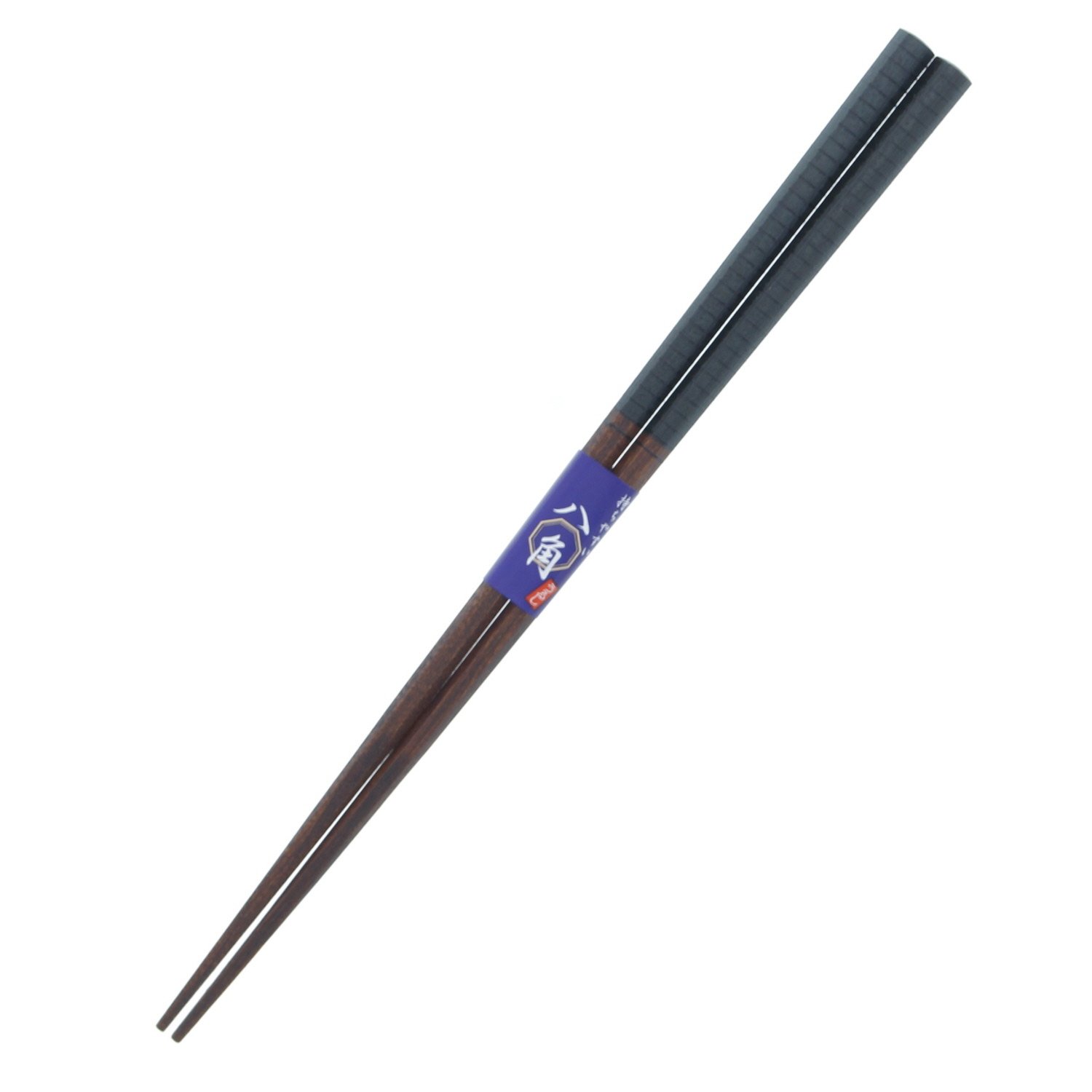 Ishida Chopsticks, Made in Japan, Octagonal Line, Wood, Natural Wood, Lacquer, Tip Angle, 9.1 inches (23 cm), Black