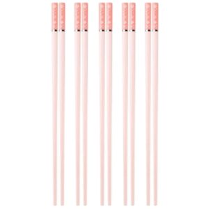 grebest 5 pairs household chopsticks heat resistant sturdy unique pink cherry blossom chopsticks pink