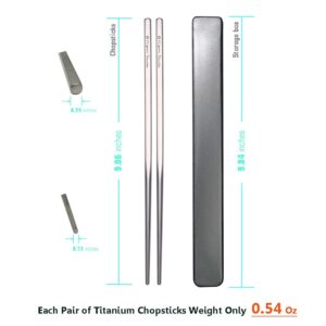 Titanium Chopsticks, CG Gears 2 Pairs of Chopsticks with Plastic Travel Case for Sushi, Noodles, Rice, Ramen & Japanese Cuisine.(9-inch)