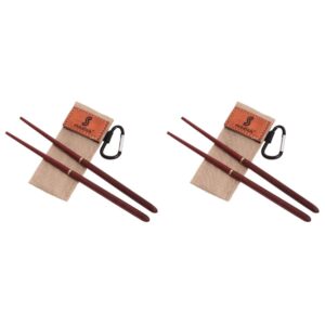 clispeed 2 pairs folding office& home outdoor for gift chopsticks sticks retractable camping wooden collapsible chop bag wood chopstick korean foldable pouch natural carrying reusable with