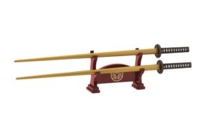 japanese samurai katana chopsticks - three heros (ieyasu tokugawa) / with a sword stool type chopstick rest