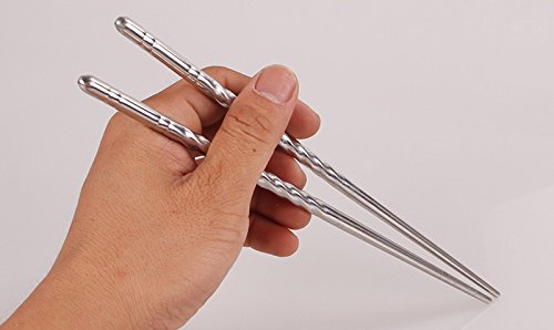 Korean Chopsticks, 5 Pairs Premium Reusable Metal Stainless Steel Chopsticks Cool Chopsticks Dishwasher Safe Easy to Use Metal Chop Stick Utensils by Hot6sl