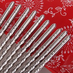 Korean Chopsticks, 5 Pairs Premium Reusable Metal Stainless Steel Chopsticks Cool Chopsticks Dishwasher Safe Easy to Use Metal Chop Stick Utensils by Hot6sl