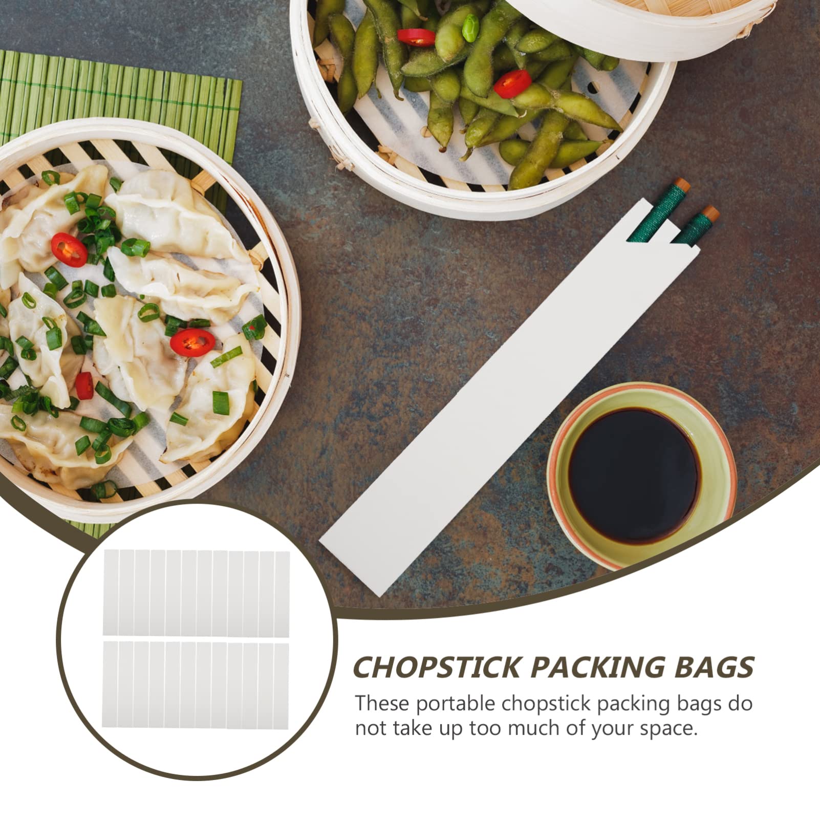 VOSAREA 100pcs Disposable Chopsticks Sleeves Paper Chopsticks Bag Cutlery Packing Bags Chopsticks Cover for Home Restaurant Hotel (18cm)