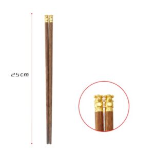 Gixaxak Natural solid wood chopsticks metal gold zodiac Chopsticks Reusable Chopsticks Multipack Dishwasher Safe Chop Sticks Non-slip Holiday gift cartoon cute one person chopsticks (Rat #9)