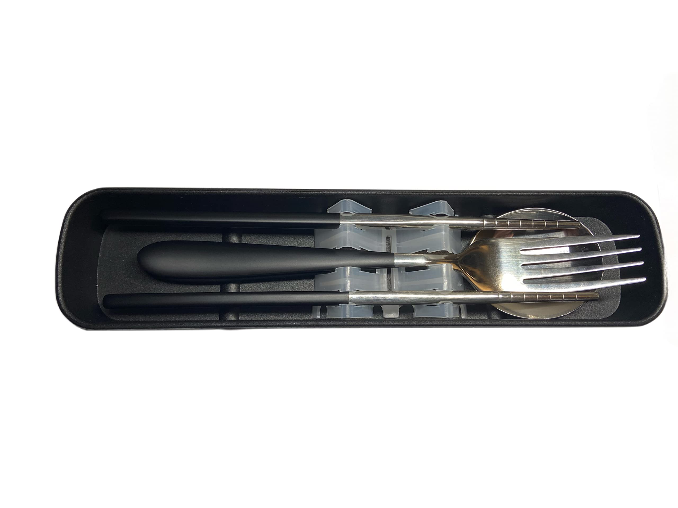 Travel Stainless Steel Utensils - Spoon Fork & Chopsticks with Box - Portable Active