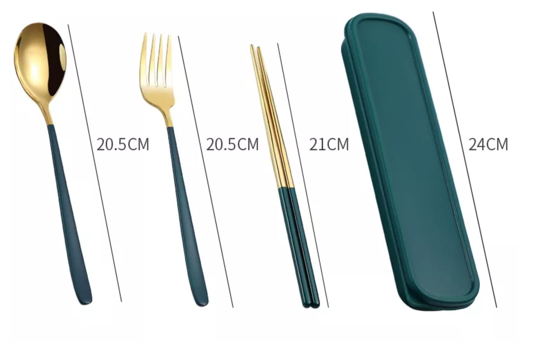 Travel Stainless Steel Utensils - Spoon Fork & Chopsticks with Box - Portable Active