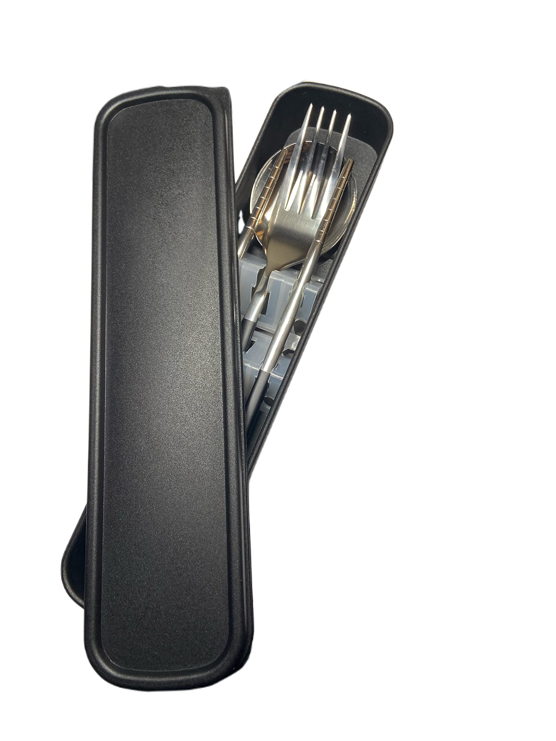 Travel Stainless Steel Utensils - Spoon Fork & Chopsticks with Box - Portable Active