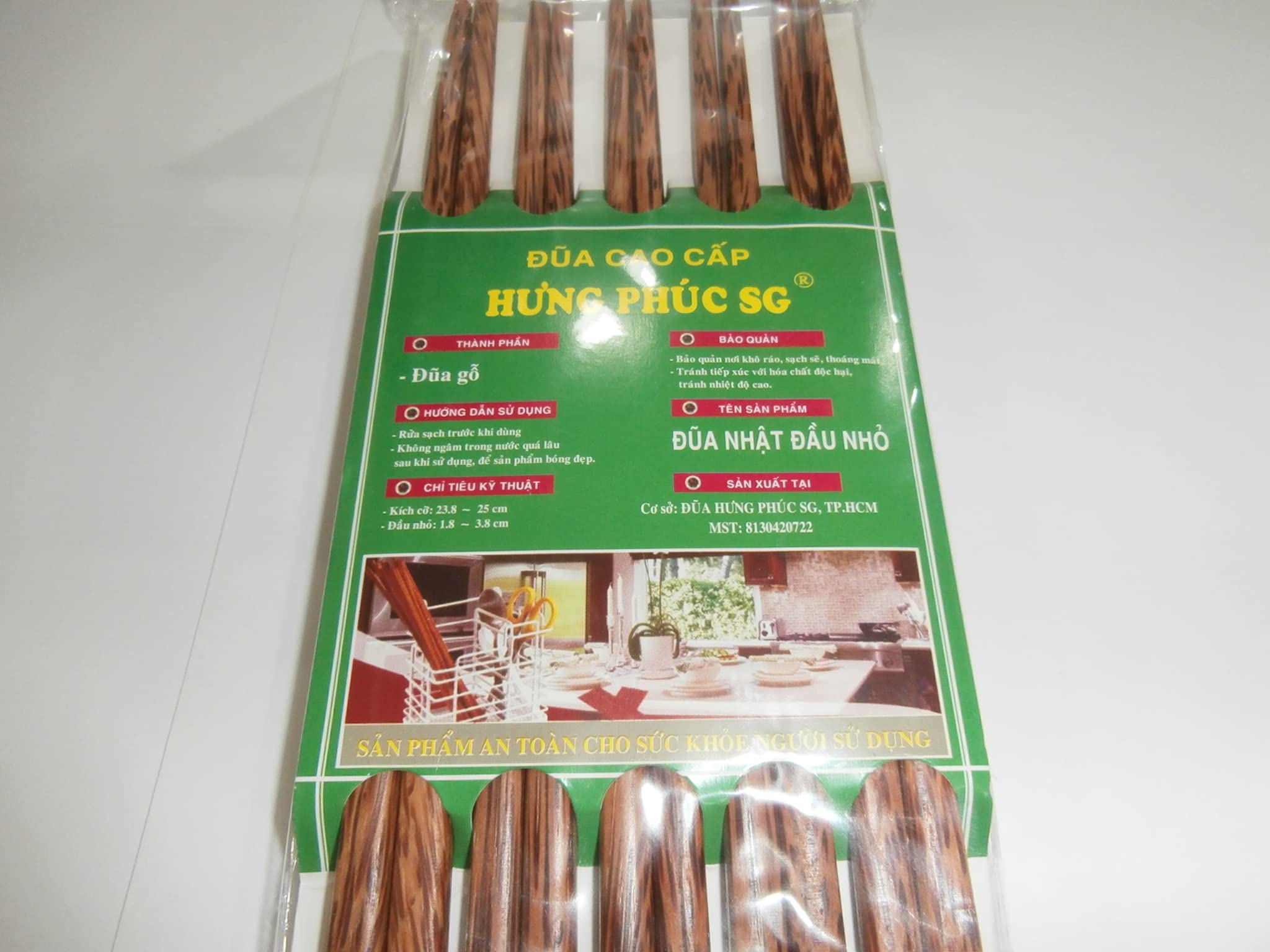 Hung Phuc SG set of 10 pairs high quality Vietnamese coconut wood chopsticks