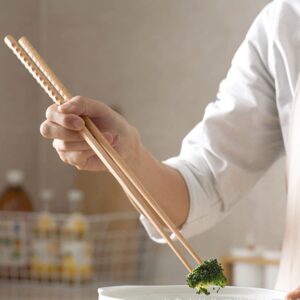 Gigicloud Wooden Chopsticks, 1Pcs Reusable Extended Chopsticks, 13 Inches Cooking Chopsticks Kitchen for Home Kitchen