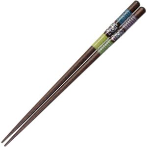 tenmarukai sendan blue green wood chopsticks, 1 pair, 9 inches long, made in japan
