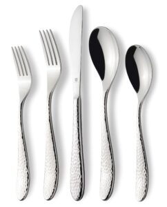 danialli modern marettimo hammered silverware set - 18/10 stainless steel flatware for elegant dining - dishwasher safe cutlery - ideal for home or restaurant use (30-piece)