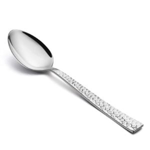e-far hammered dinner spoons set of 12, e-far 7.9 inch stainless steel soup spoons tablespoons for home, kitchen or restaurant, non-toxic & mirror polished, squared edge & dishwasher safe