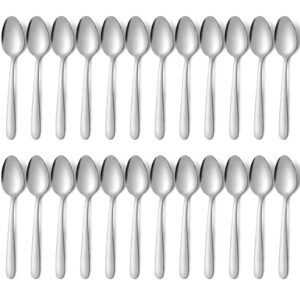 pleafind 24 -pcs dinner spoons, 7.4 inch spoons silverware, stainless steel spoons set, silver spoons, silverware spoons use for home, kitchen, restaurant,dishwasher safe, mirror polished
