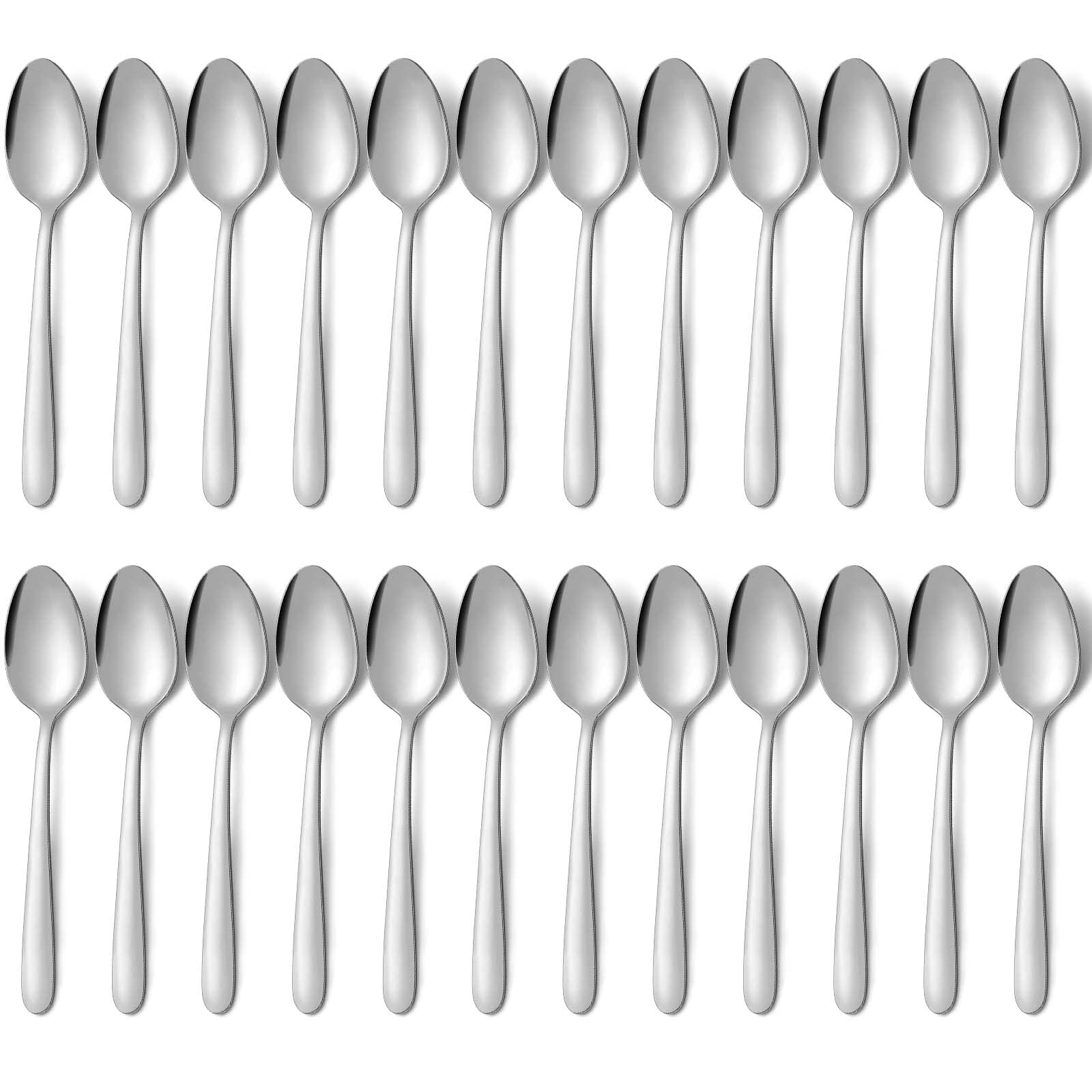 Pleafind 24 -Pcs Dinner Spoons, 7.4 inch Spoons Silverware, Stainless Steel Spoons Set, Silver Spoons, Silverware Spoons Use for Home, Kitchen, Restaurant,Dishwasher Safe, Mirror Polished