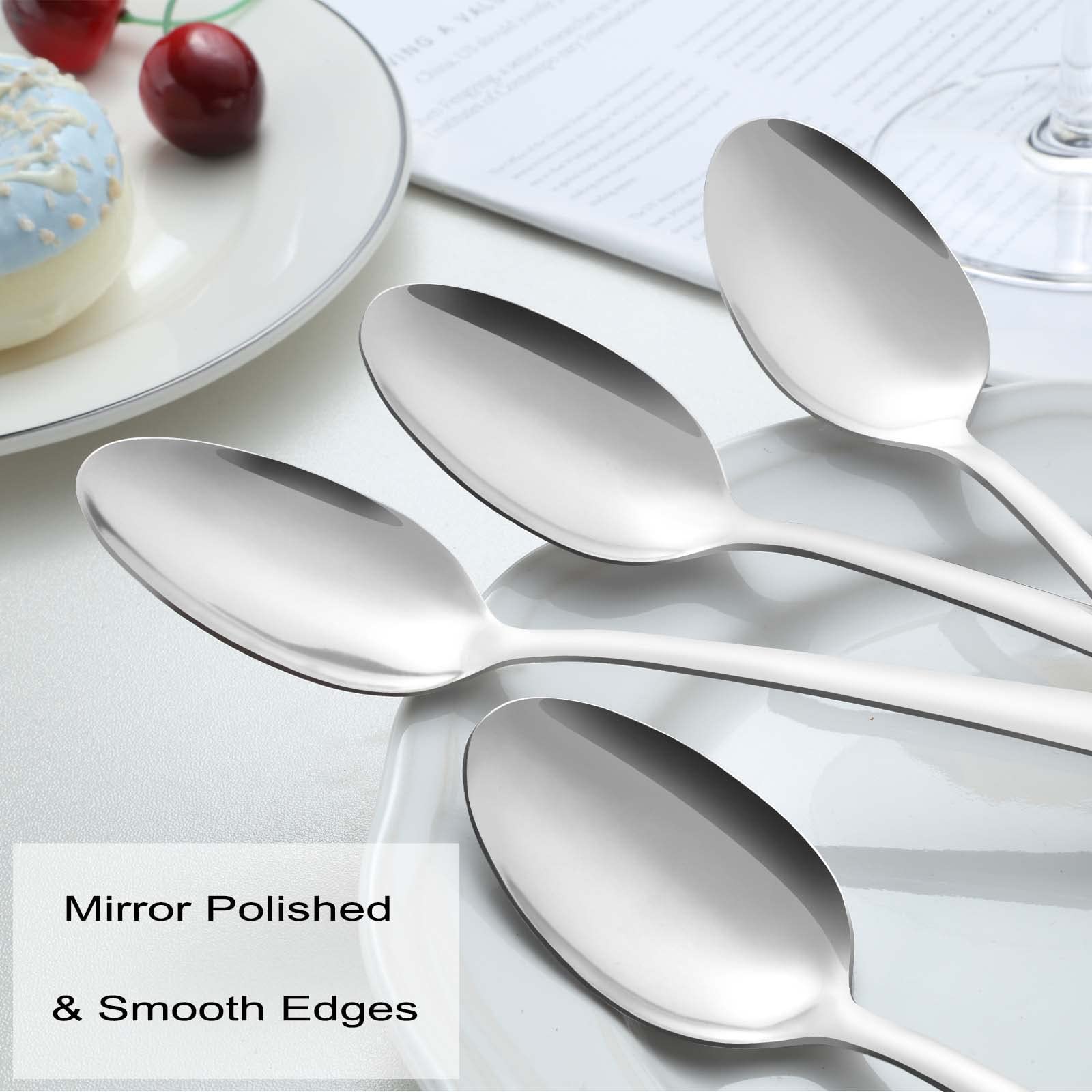 Pleafind 24 -Pcs Dinner Spoons, 7.4 inch Spoons Silverware, Stainless Steel Spoons Set, Silver Spoons, Silverware Spoons Use for Home, Kitchen, Restaurant,Dishwasher Safe, Mirror Polished