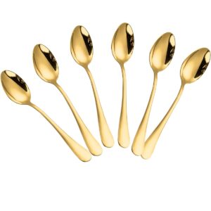 wesdxc56 demitasse espresso spoons, mini coffee spoon, stainless steel small spoons for dessert, tea,set of 6 (gold)