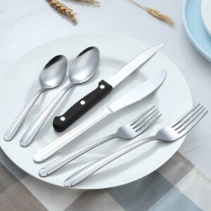 BEWOS 72 Pieces Silverware Set for 12, Cutlery Set with Steak Knives, Stainless Steel Flatware Set, Mirror Polished Flatware, Knives, Forks and Spoons Silverware, Dishwasher Safe Kitchen Utensils Set