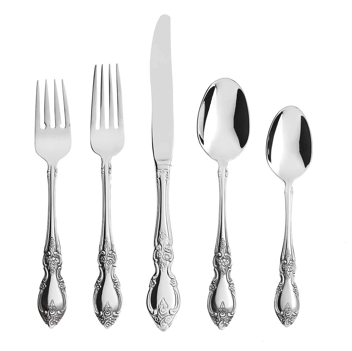 Oneida Louisiana 5-Piece Flatware Set, Service for 1,Silver