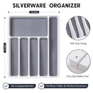 Hiware 48-Piece Silverware Set with Organizer, Stainless Steel Flatware for 8, Cutlery Utensil Sets with Steak Knives, Rust-proof, Mirror Polished, Dishwasher Safe