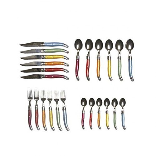 Laguiole Rainbow Platine Flatware in Presentation Box (Set of 24)