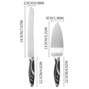 LUSHIG Wedding Cake Knife and Server Set, Stainless Steel Cake Serving Set with Non Slip Swirl Grip, One Piece Construction Cake Cutter Slicer And Server Spatula For Weddings, Anniversaries, Birthday