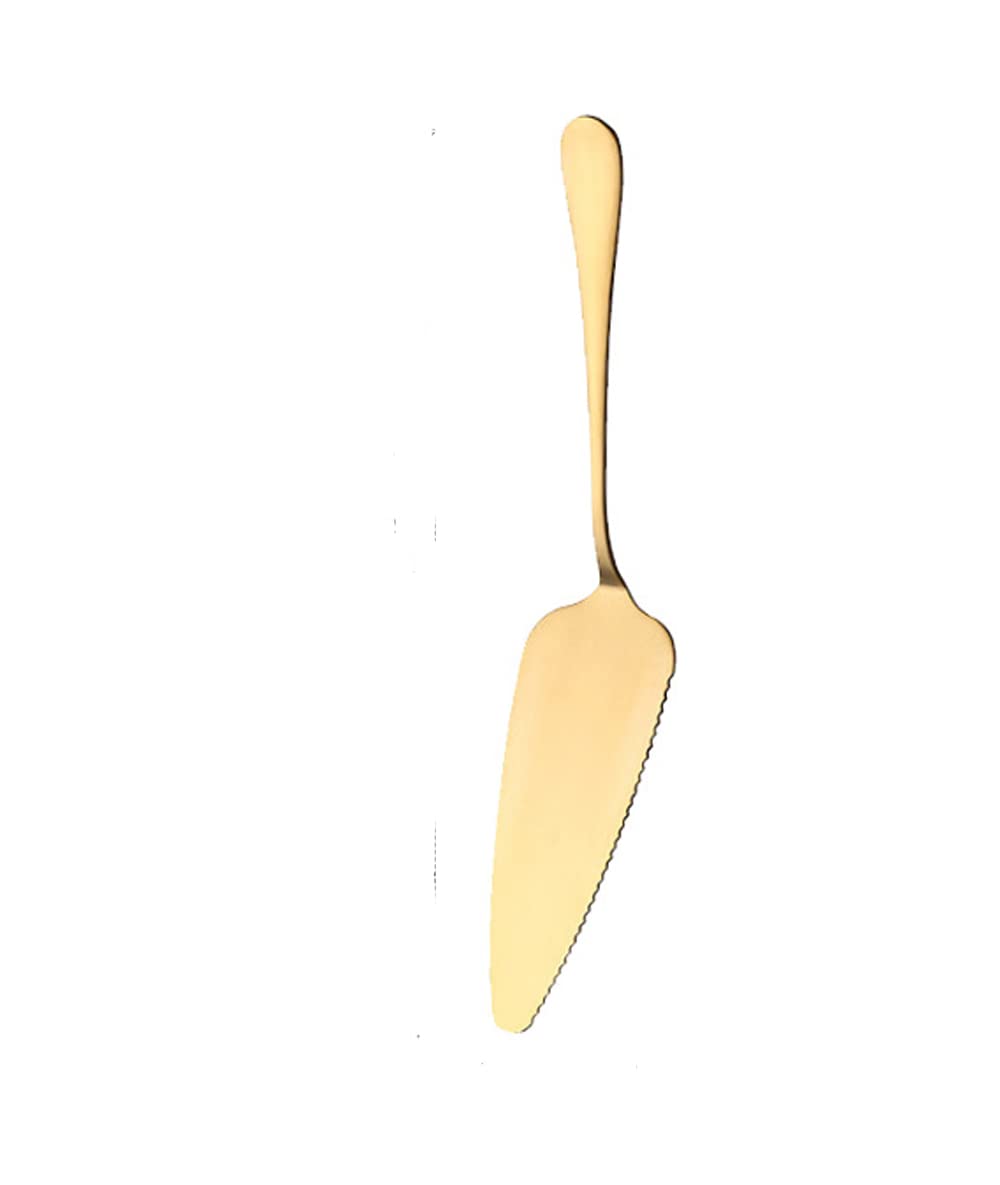 wjq&linyuzi Stainless Steel Serrated Edge Cake Server Blade Cutter Shovel Kitchen Baking Pastry Spatulas Pie Pizza Server Cake Cutter (gold), 22.5*4.7cm (004)