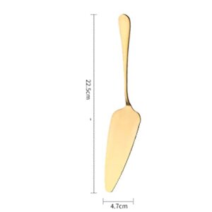 wjq&linyuzi Stainless Steel Serrated Edge Cake Server Blade Cutter Shovel Kitchen Baking Pastry Spatulas Pie Pizza Server Cake Cutter (gold), 22.5*4.7cm (004)