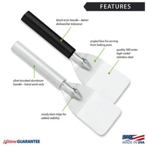 Rada Cutlery Mini Dessert Server 7-1/2 Inch Stainless Steel Small Spatula Resin, Made in the USA, Black Handle
