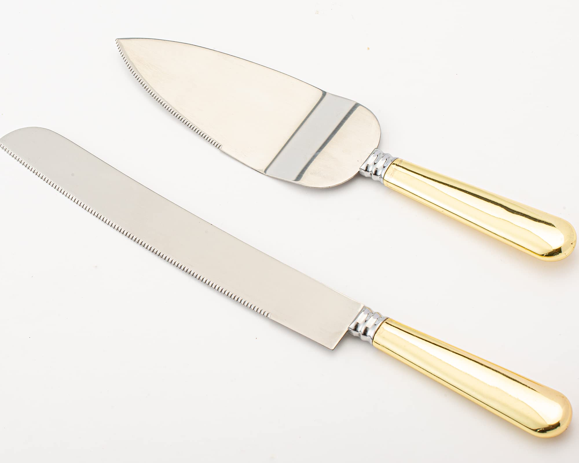 VARLKA Wedding Cake Knife and Server Set, Cake Cutting Set for Wedding, Personalized Stainless Steel Blade and ABS Gold Plated Handle Cake Cutter & Pie Server Set for Birthdays, Anniversary, Parties