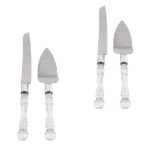 tytroy stainless steel cake serving set knife and server customizable faux crystal handles (2 sets)