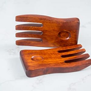 Lipper International Cherry Finished Salad Hands, 3.75" x 6.75" x 1.88", One Pair