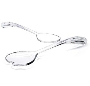 srenta clear acrylic 2-in-1 arc salad serving tongs | bpa free plastic | modern salad servers | perfect kitchen tool for catering, buffet, parties, events, 2 pcs