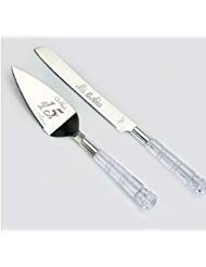 mis quince 15 anos cake knife and server set acrylic crystal handle -cuchillos y pala