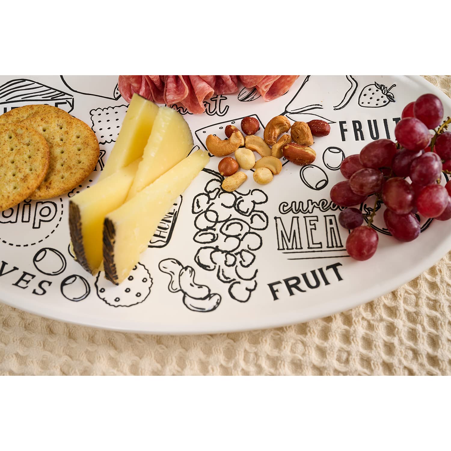 Mud Pie Charcuterie Platter Set, White, 8.5" x 14"