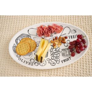 Mud Pie Charcuterie Platter Set, White, 8.5" x 14"