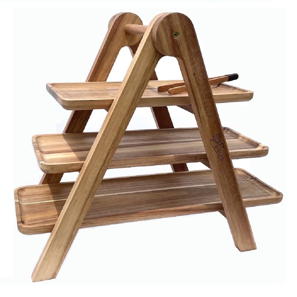 Paos- 3 Tier Acacia Wood Charcuterie Boards, serving tray, cheese board set, large charcuterie board set, house warming gifts new home, wedding registry items, housewarming gift wooden tray, wood tray