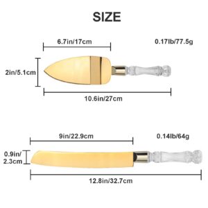 WAFJAMF Cake Knife and Server - Elegant Wedding Cake Knife Set, Stainless Steel Blade and Acrylic Faux Crystal Handle for Wedding Birthdays Anniversary Thanksgiving Christmas