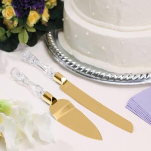 WAFJAMF Cake Knife and Server - Elegant Wedding Cake Knife Set, Stainless Steel Blade and Acrylic Faux Crystal Handle for Wedding Birthdays Anniversary Thanksgiving Christmas