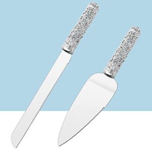 jozen gift silver wedding cake knife and server set & toasting champagne glass