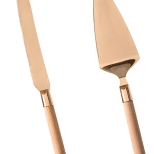 David Tutera Gold Cake Wood Handle, 2 Pieces Serving Set