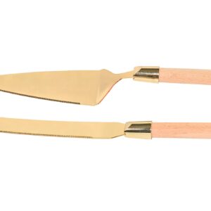 David Tutera Gold Cake Wood Handle, 2 Pieces Serving Set