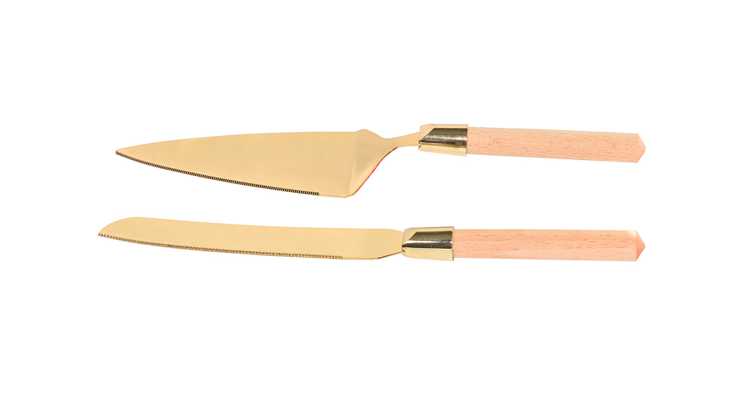 David Tutera Gold Cake Wood Handle, 2 Pieces Serving Set