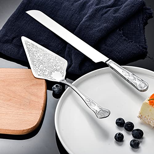 IMEEA Wedding Cake Knife and Server Set SUS304 Stainless Steel Vintage Cake Serving Set Cake Cutting Utensils for Wedding Party