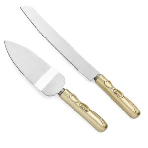 gold 50th anniversary wedding cake knife and server set - infinity symbol