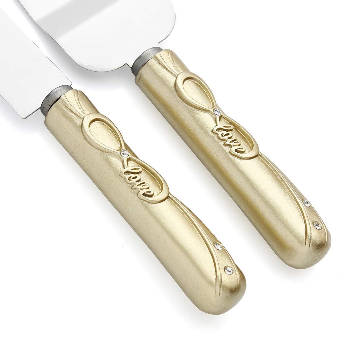 Gold 50th Anniversary Wedding Cake Knife and Server Set - Infinity Symbol