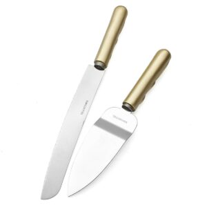 Gold 50th Anniversary Wedding Cake Knife and Server Set - Infinity Symbol